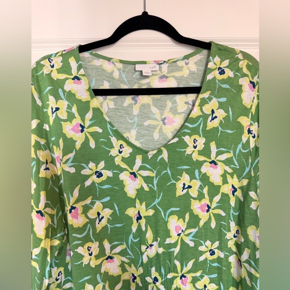 J. Jill Green Floral Print Women’s Tunic size XL - Picture 2 of 6